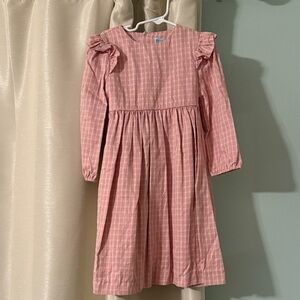 Luli & Me Pink Checkered Dress with Ruffles